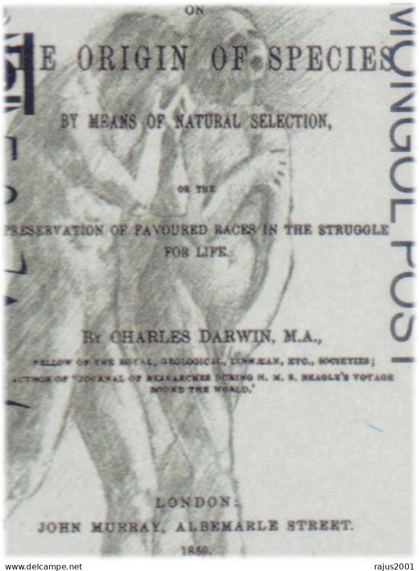 The ORIGIN Of SPECIES By Charles Darwin, Theory Of Evolution, Chimpanzee, Primitive, Animal, MNH 2000 Mongolia - Chimpancés