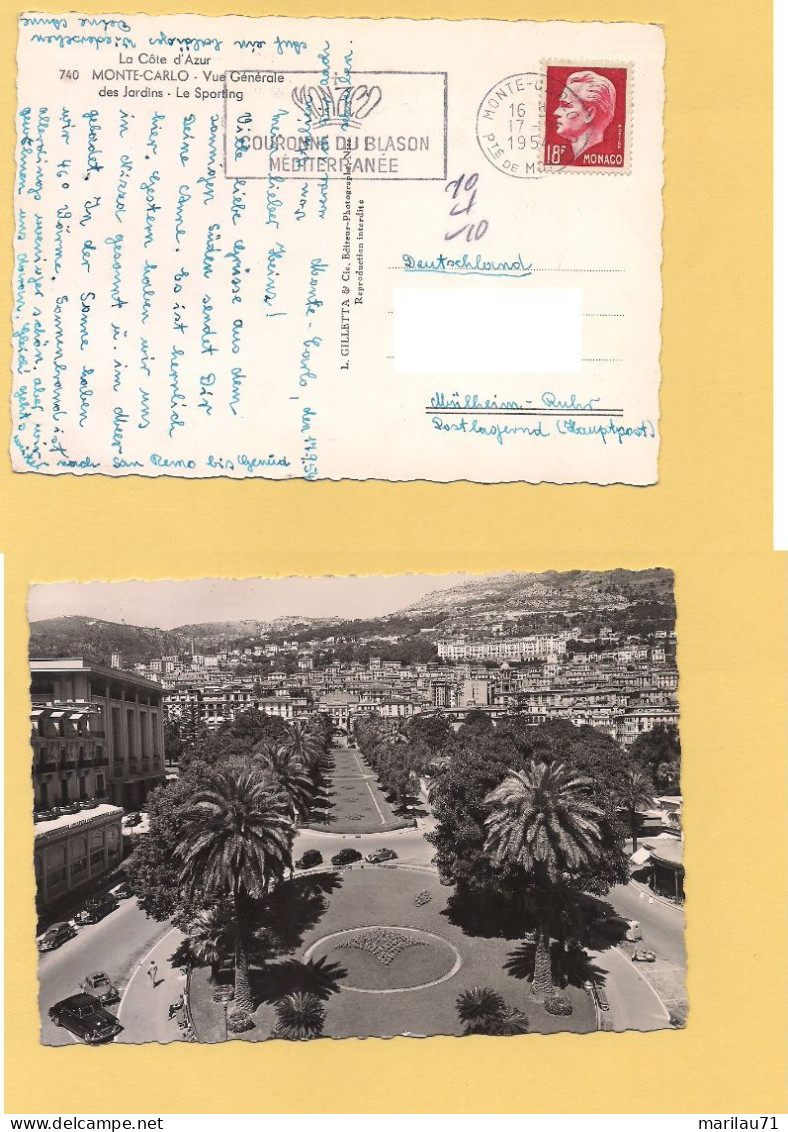 12236 PRINCIPATO DI MONACO 1954 Stamp 18f Isolato Card Blason ANNULLO - Lettres & Documents