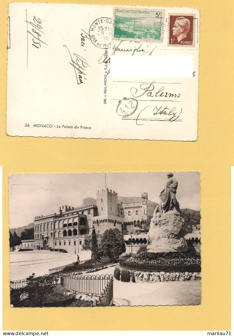 12239 PRINCIPATO DI MONACO 1951 Stamps 5+1f Card ANNULLO - Covers & Documents