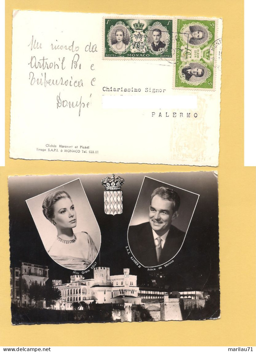 12241 PRINCIPATO DI MONACO 1956 Stamps 5+1f Card Reali ANNULLO - Covers & Documents