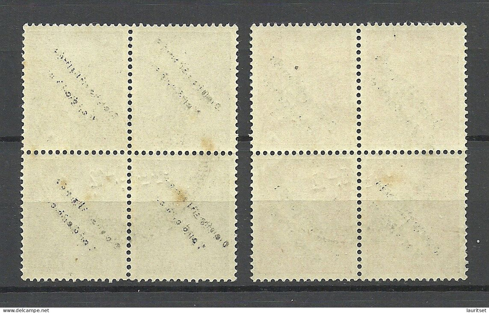 Germany Deutschland Lokalausgabe 1945 Meissen Michel 32 & 34 As 4-blocks  O Special Cancel Original Gum MNH - Afgestempeld