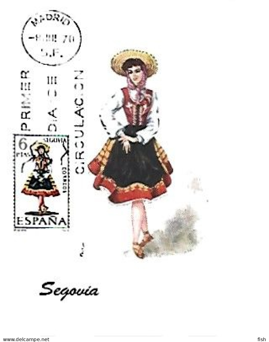 Spain & Maximum Card,  Traje Regional, Segovia, Madrid 1970 (6) - Costumes