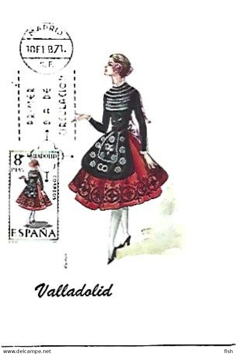 Spain & Maximum Card, Traje Regional, Valladolid, Madrid 1971 (3) - Costumes