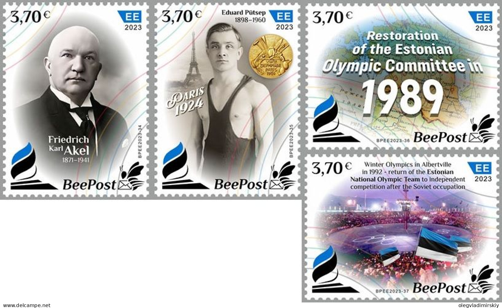 Estonia Estland Estonie 2023 National Olympic History 1923-2023 Olympics NOC 100 Ann BeePost Set Of 4 Stamps MNH - Zomer 1924: Parijs