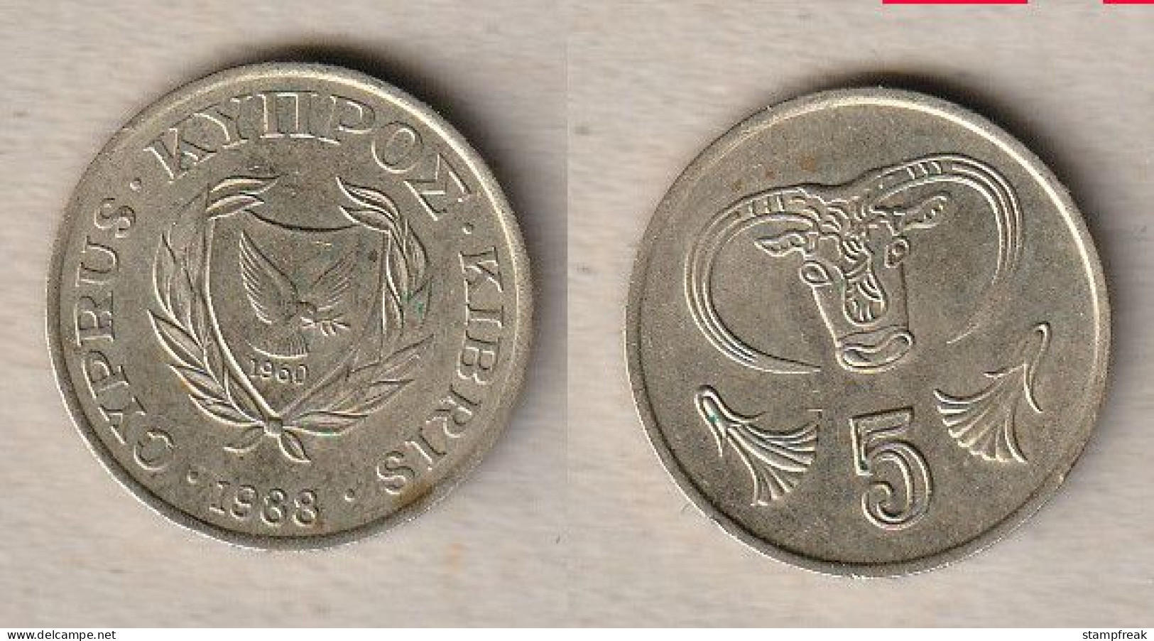 00639) Zypern, 5 Cents 1988 - Zypern