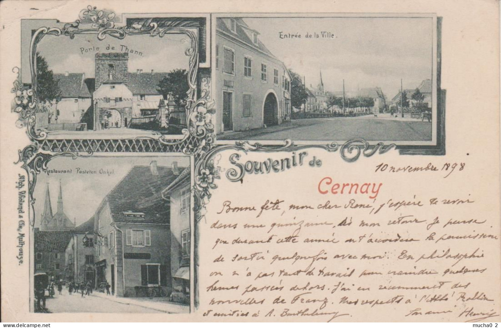 CERNAY - 3 VUES - DONT LE RESTAURANT PASTETEN ONKEL - Cernay