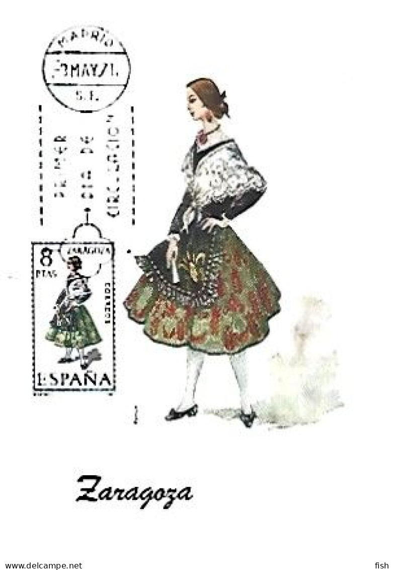 Spain & Maximum Card, Traje Regional,  Zaragoza, Madrid 1971 (1) - Costumes