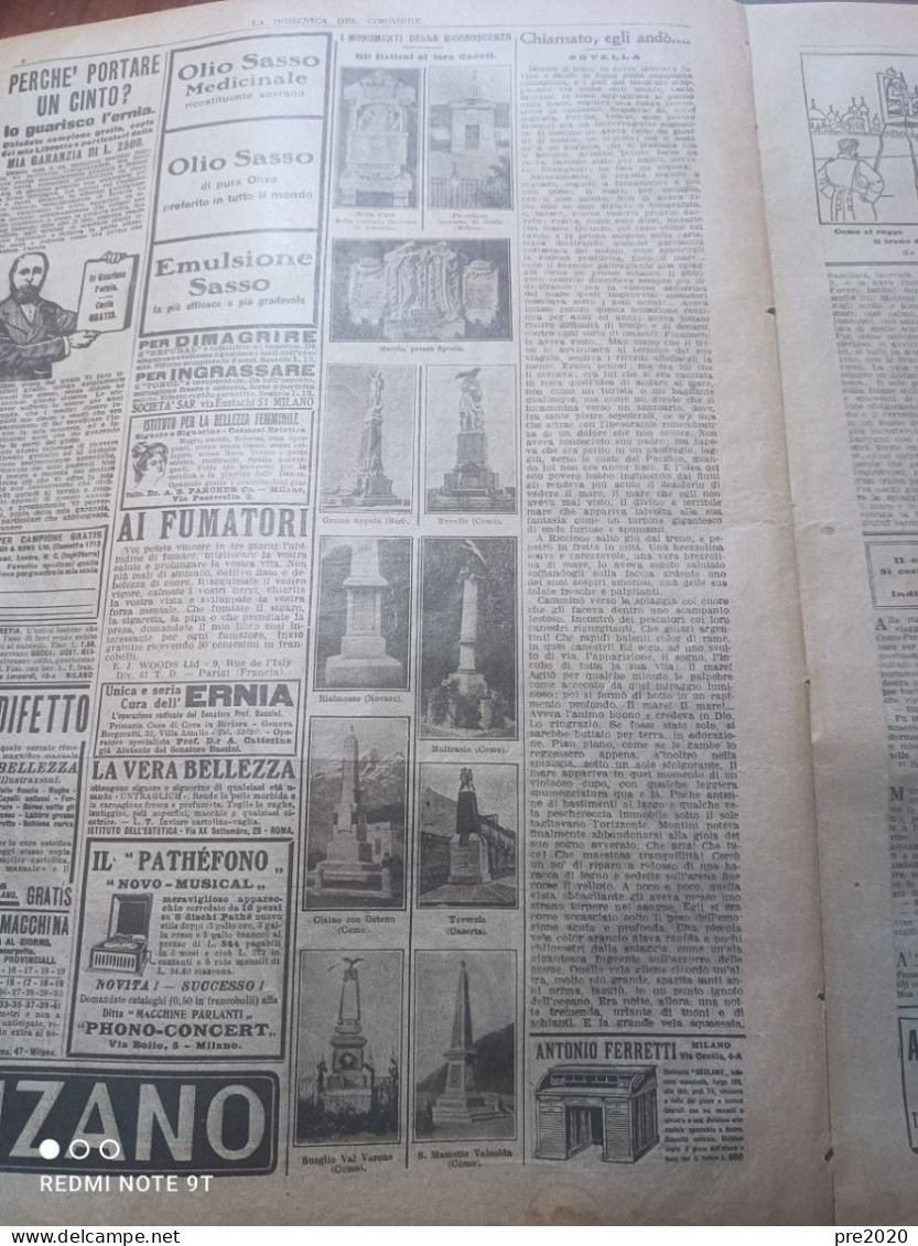 DOMENICA DEL CORRIERE 1921 VALSOLDA RIALMOSSO QUITTENGO MOLTRASIO MAROLA CLAINO CON OSTENO - Informatik