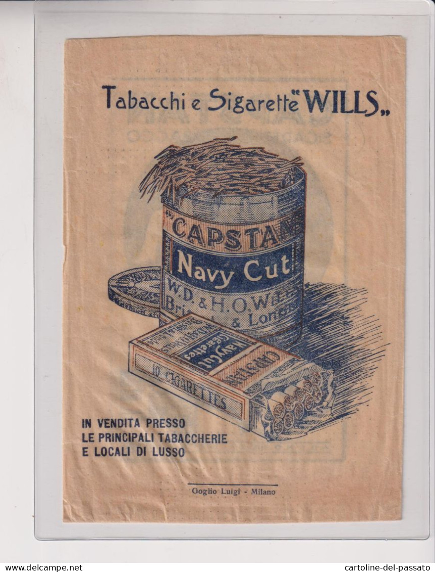 TABACCHI TOBACCO SIGARETTE WILLS  CAPSTAN - Objets Publicitaires