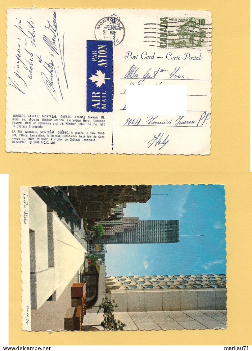 12307 CANADA 1972 10c Isolato Stamp MONTREAL Card Via Aerea To Italy - Cartas & Documentos