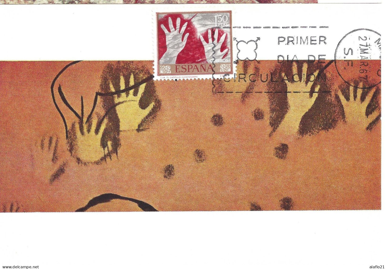 ESPAGNE - CARTE MAXIMUM - Yvert N° 1436 - PEINTURES RUPESTRES - JOURNEE Du TIMBRE 1967 - Cartes Maximum