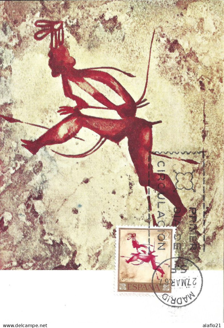 ESPAGNE - CARTE MAXIMUM - Yvert N° 1437 - PEINTURES RUPESTRES - JOURNEE Du TIMBRE 1967 - Cartes Maximum