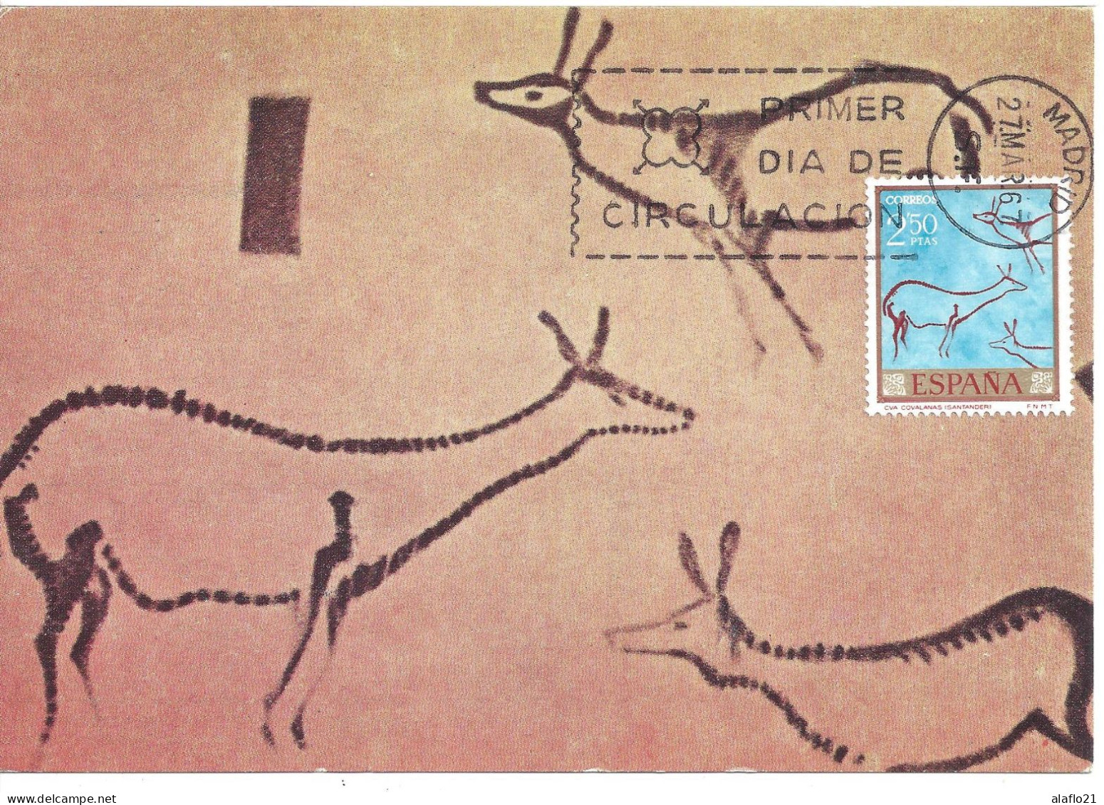 ESPAGNE - CARTE MAXIMUM - Yvert N° 1438 - PEINTURES RUPESTRES - JOURNEE Du TIMBRE 1967 - Maximum Kaarten