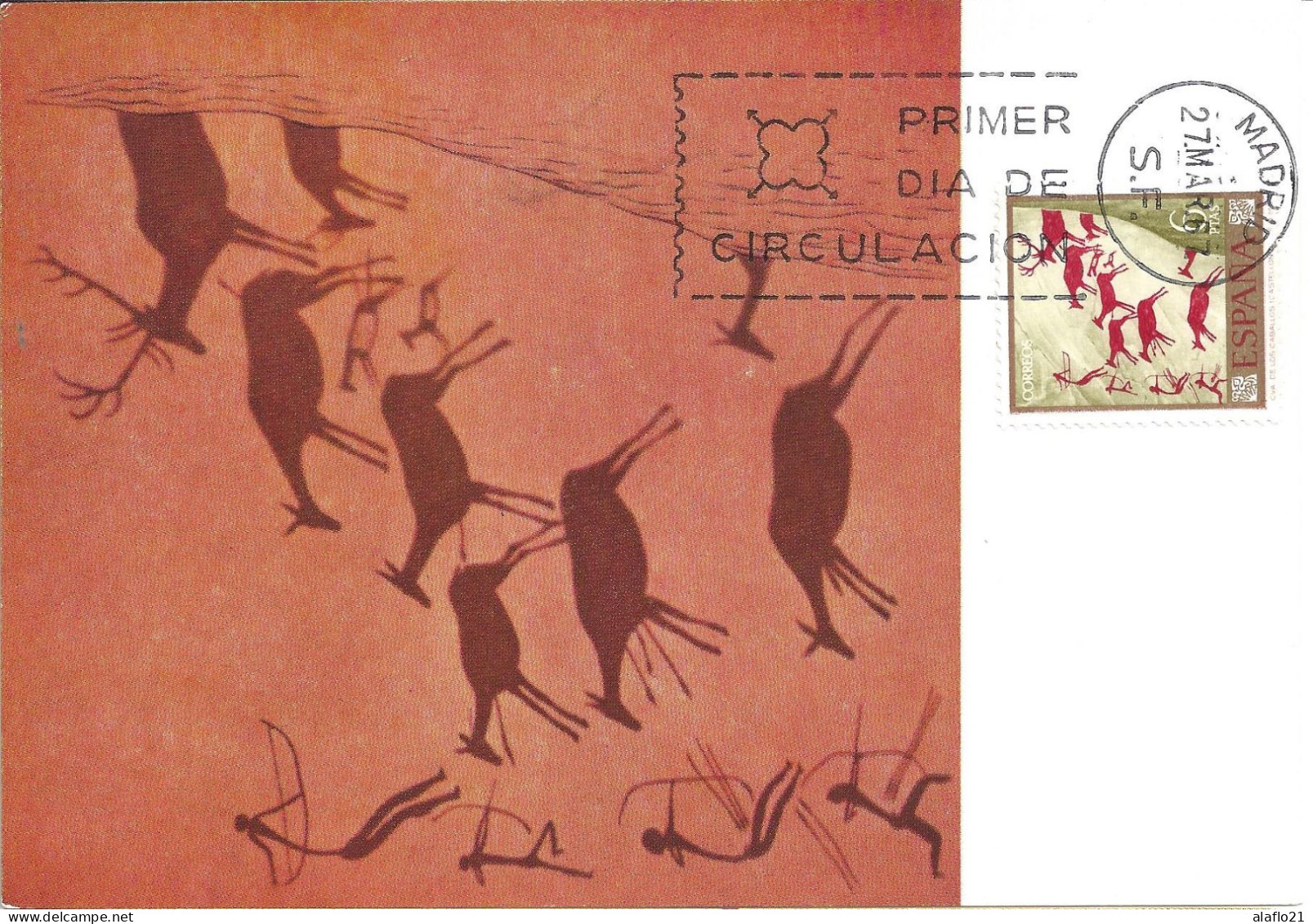 ESPAGNE - CARTE MAXIMUM - Yvert N° 1441 - PEINTURES RUPESTRES - JOURNEE Du TIMBRE 1967 - Maximum Kaarten