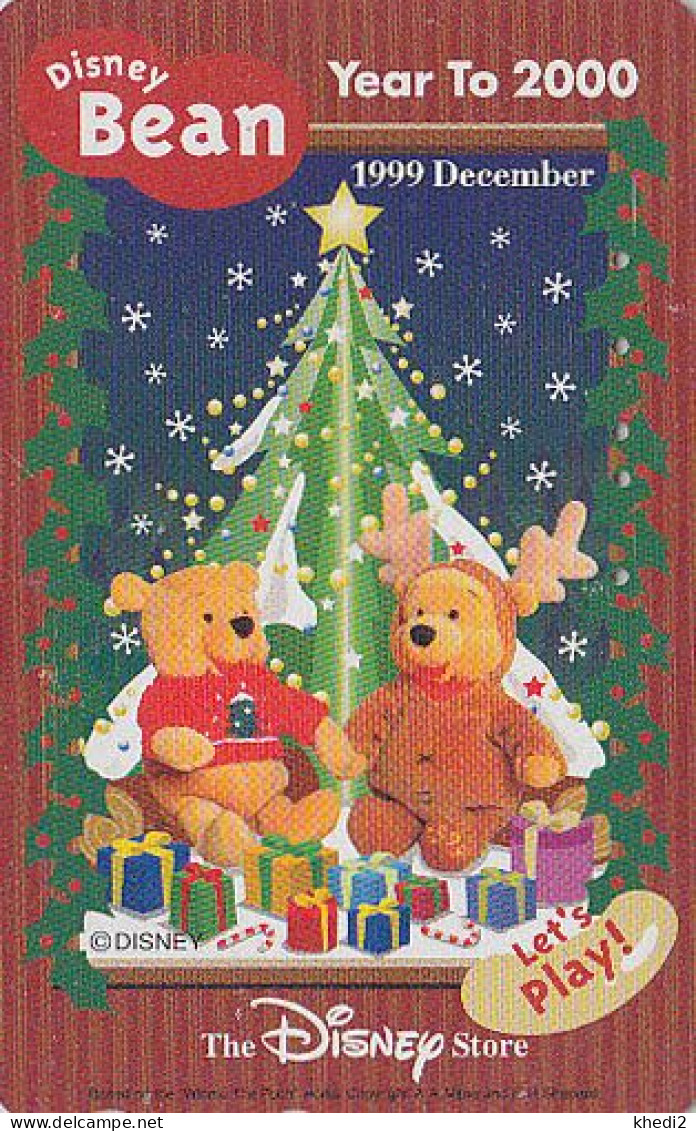 TC JAPON / 110-209056 - DISNEY STORE - * SERIE BEAN 2000 * Ours WINNIE POOH - 12/99  NOEL CHRISTMAS JAPAN Free Phonecard - Disney