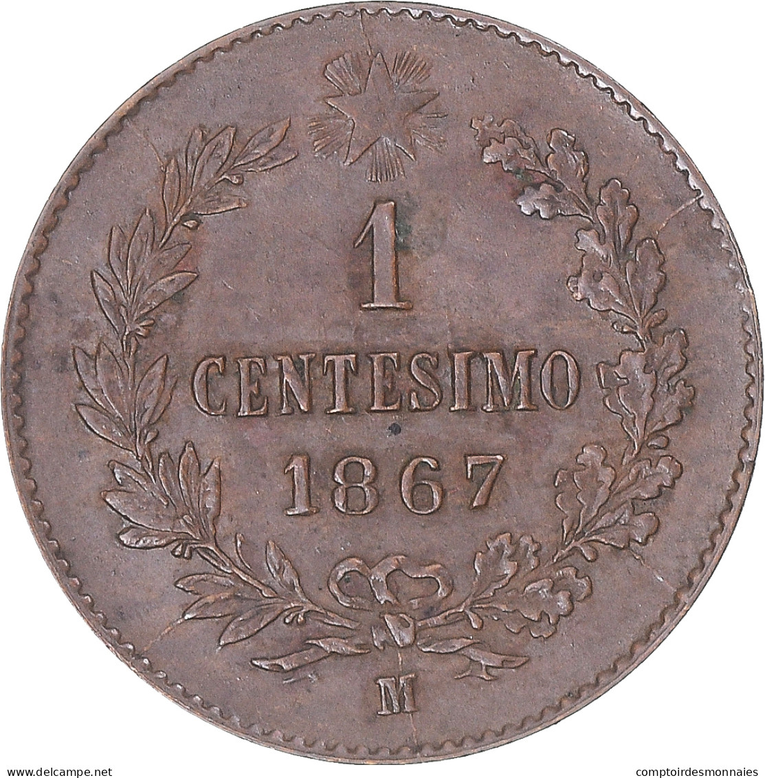 Monnaie, Italie, Centesimo, 1867, Milan, TTB+, Cuivre, KM:1.1 - 1861-1878 : Victor Emmanuel II