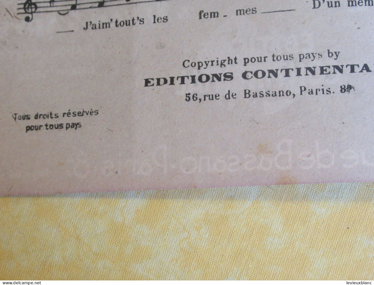 Partition  Ancienne/ "J'aime Toutes Les Femmes "/FERNANDEL/Jean MANSE / Parés & Van Parys/ Continental /1943    PART367 - Sonstige & Ohne Zuordnung