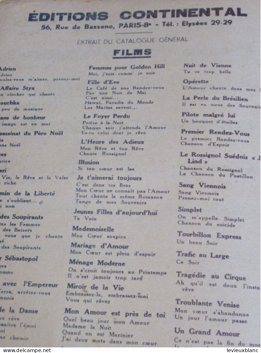 Partition  Ancienne/ "J'aime Toutes Les Femmes "/FERNANDEL/Jean MANSE / Parés & Van Parys/ Continental /1943    PART367 - Otros & Sin Clasificación