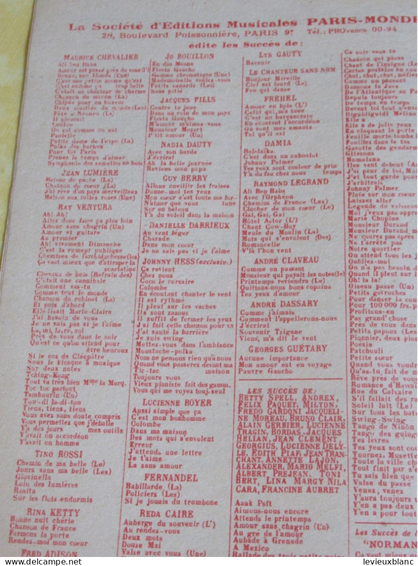 Partition  Ancienne/ "Au Soleil De Marseille "/Mireille PONSARD/ Georges SELLERS/ Géo KOGER/Ray Ventura   PART371 - Altri & Non Classificati