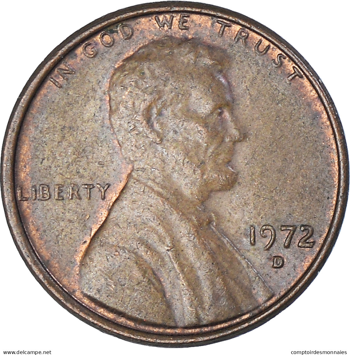Monnaie, États-Unis, Lincoln Cent, Cent, 1972, U.S. Mint, Denver, TTB, Laiton - 1959-…: Lincoln, Memorial Reverse