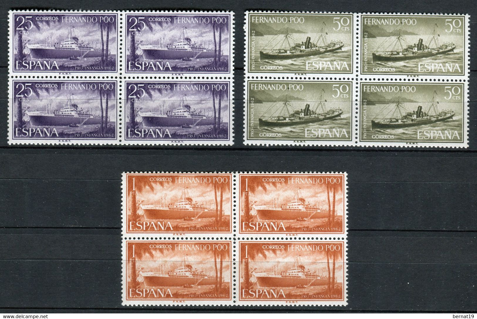 Fernando Poo 1962. Edifil 207-09 X 8 ** MNH. - Fernando Poo