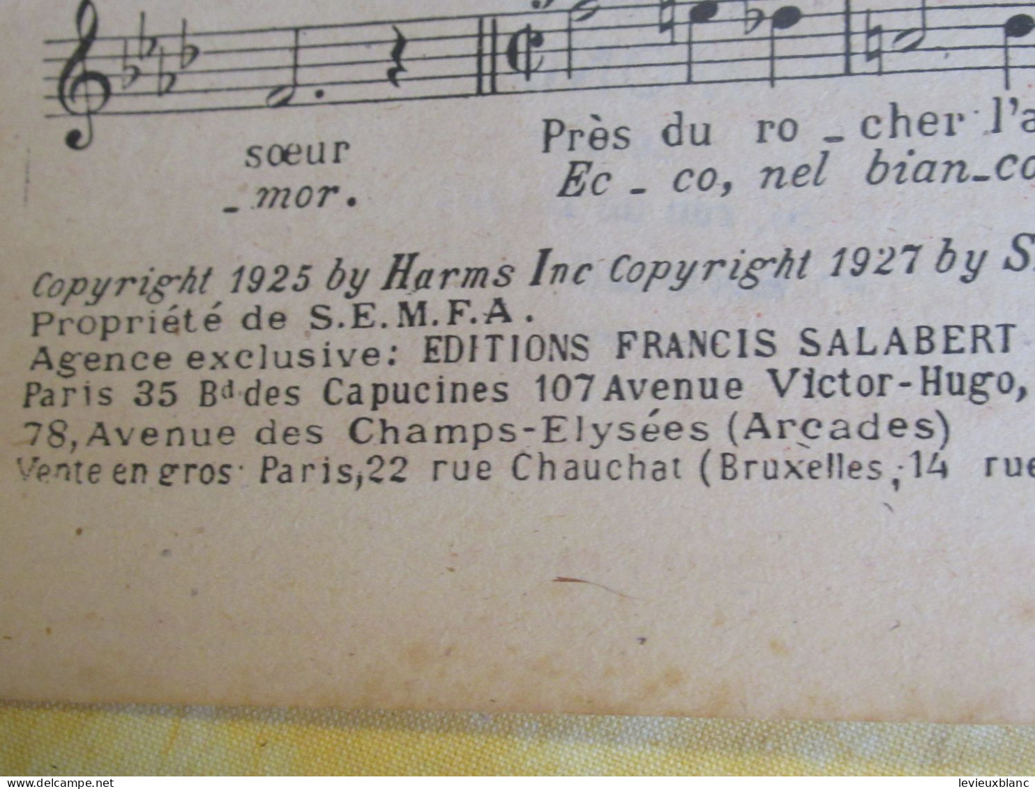 Partition Ancienne/"CHANT INDIEN " Rose-Marie/Théâtre MOGADOR/Rudolf FRIML/Ferréol & St Granier/Salabert/1925  PART372 - Autres & Non Classés