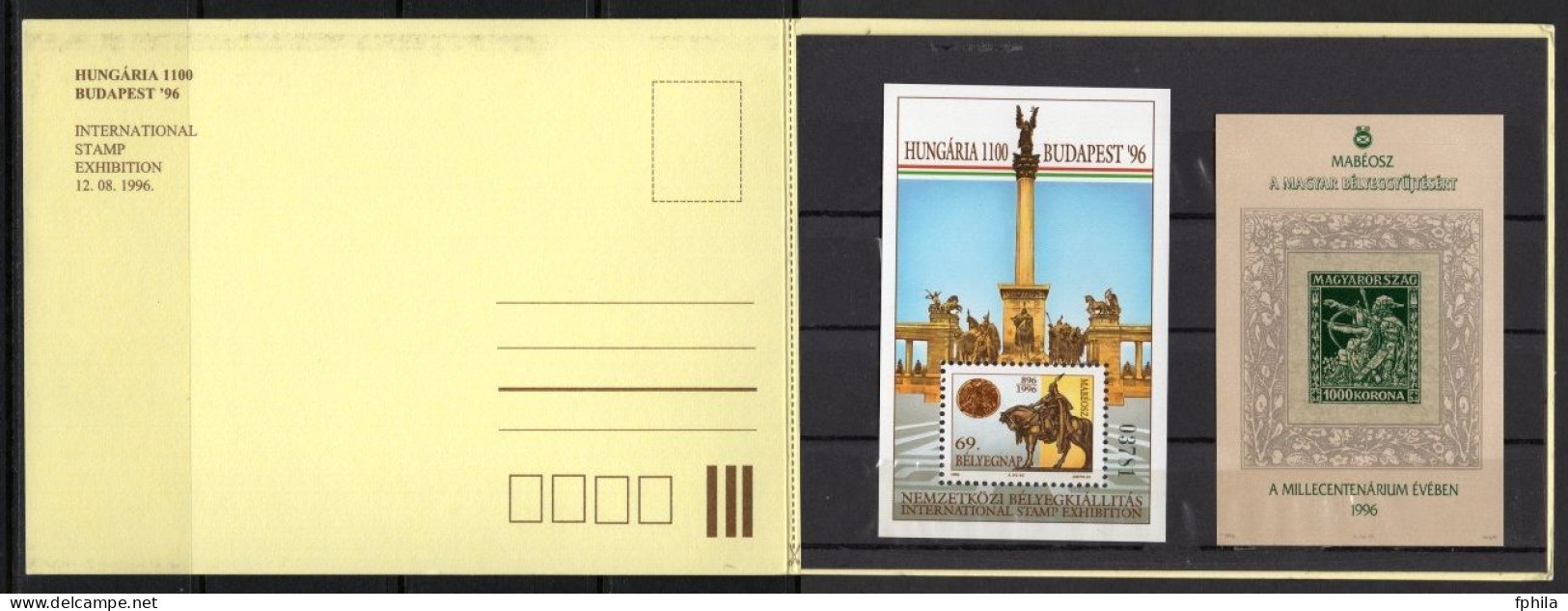 1996 HUNGARY 1100 YEAR BUDAPEST EXHIBITION MILLECENTENARIUM 2x SOUVENIR SHEETS IN SPECIAL FOLDER MNH ** - Commemorative Sheets