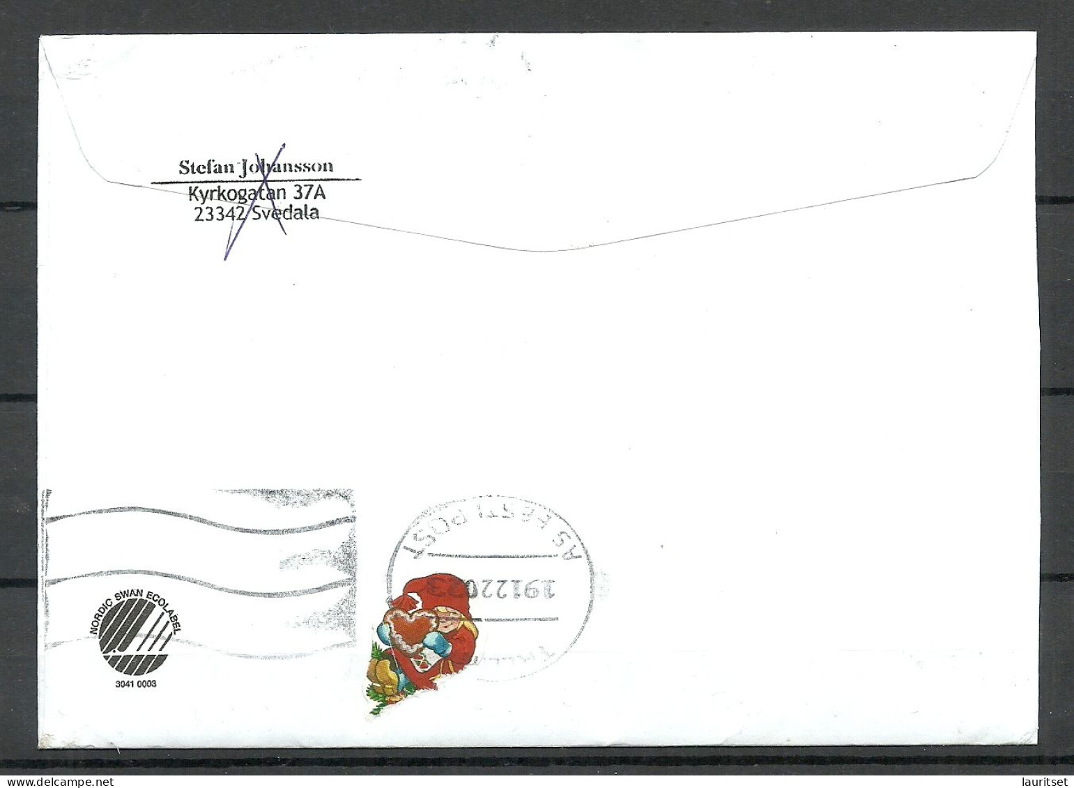 SCHWEDEN Sweden 2023 Cover To Estonia. Stamps Remained MINT (not Cancelled) Backside Sticker O With Arrival Cancel - Cartas & Documentos