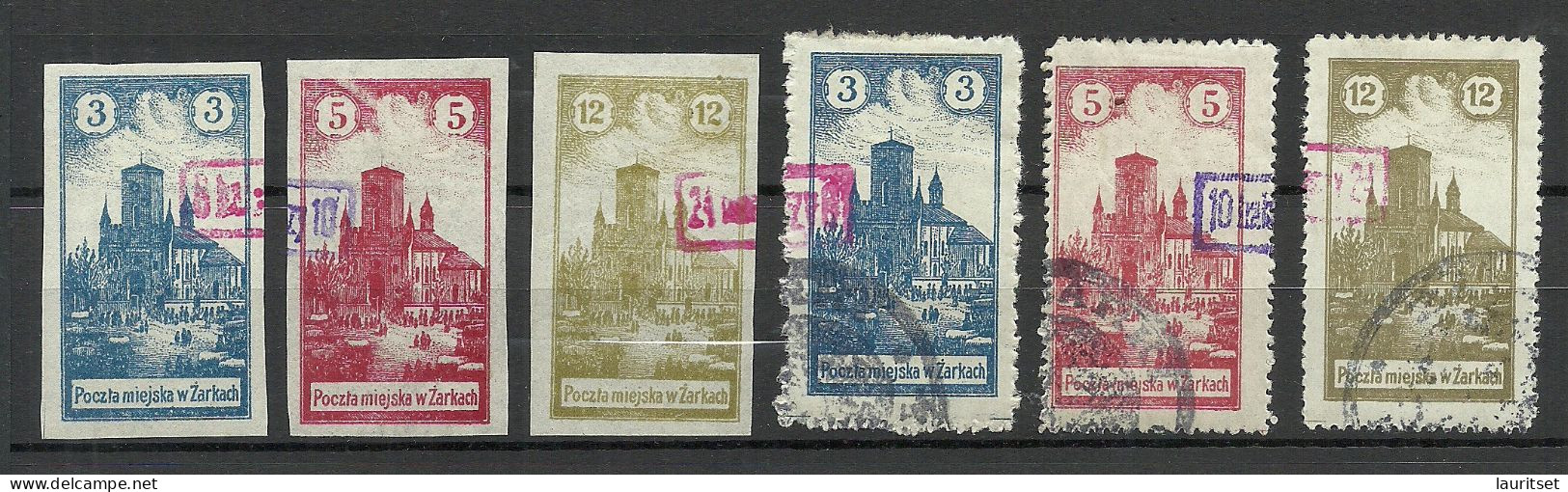 FAUX Poland Polska 1918 Local Post ZARKI Michel 1 - 3 FAKE Fälschungen O - Used Stamps