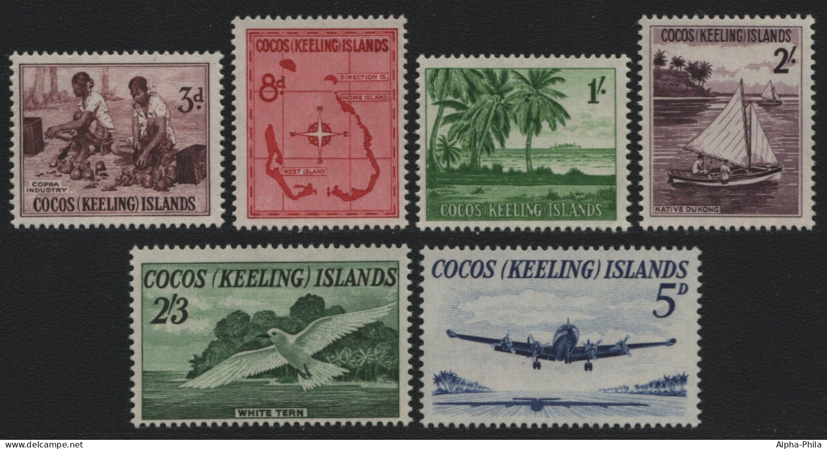 Kokos-Inseln 1963 - Mi-Nr. 1-6 ** - MNH - Freimarken / Definitives (III) - Cocos (Keeling) Islands