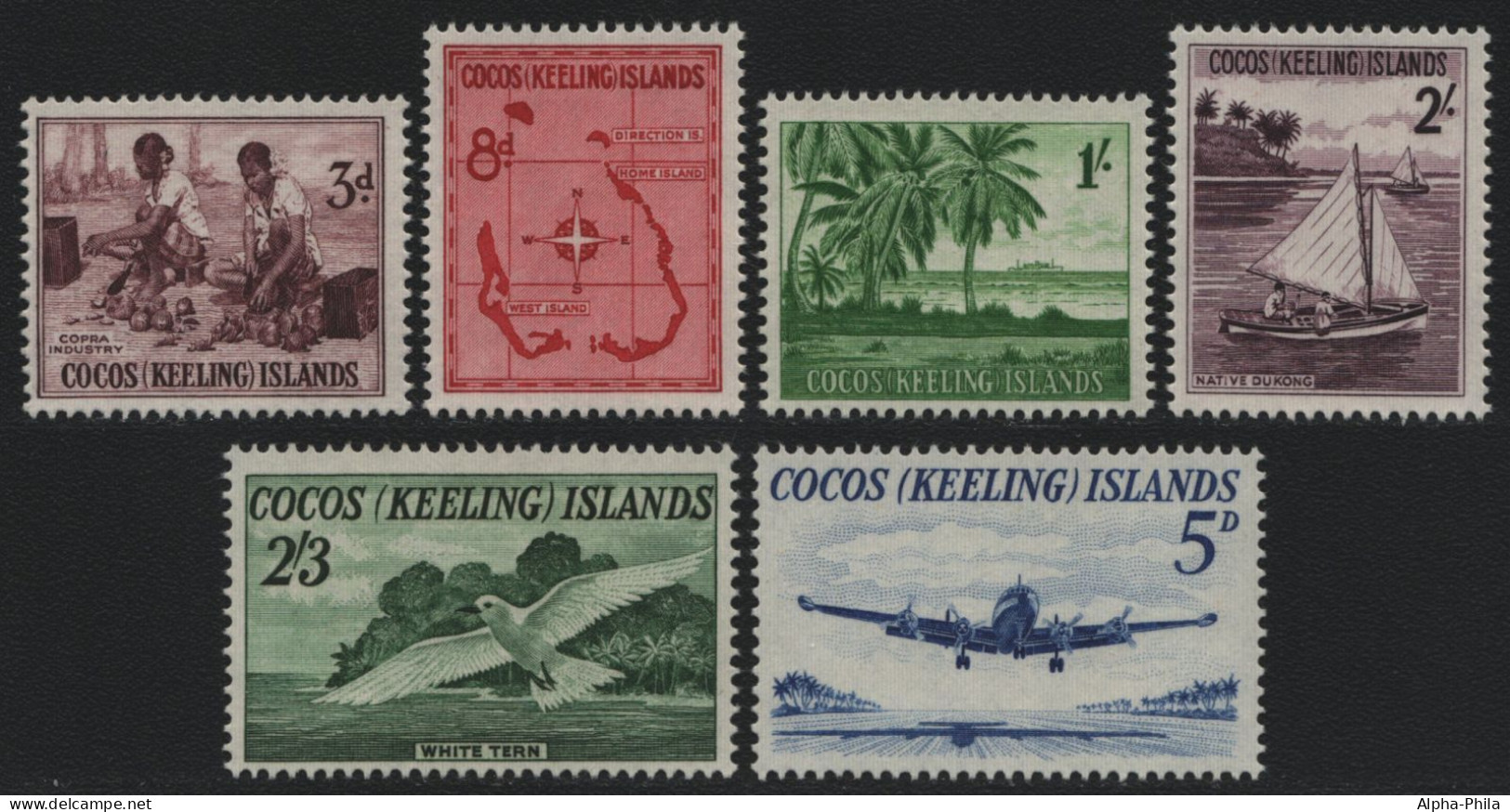 Kokos-Inseln 1963 - Mi-Nr. 1-6 ** - MNH - Freimarken / Definitives (II) - Cocos (Keeling) Islands