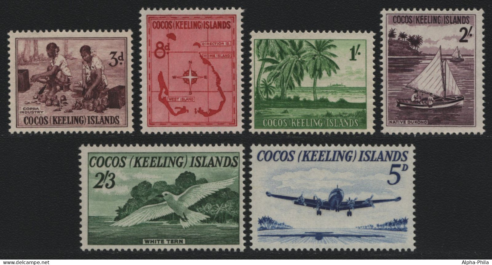 Kokos-Inseln 1963 - Mi-Nr. 1-6 ** - MNH - Freimarken / Definitives (IV) - Cocos (Keeling) Islands