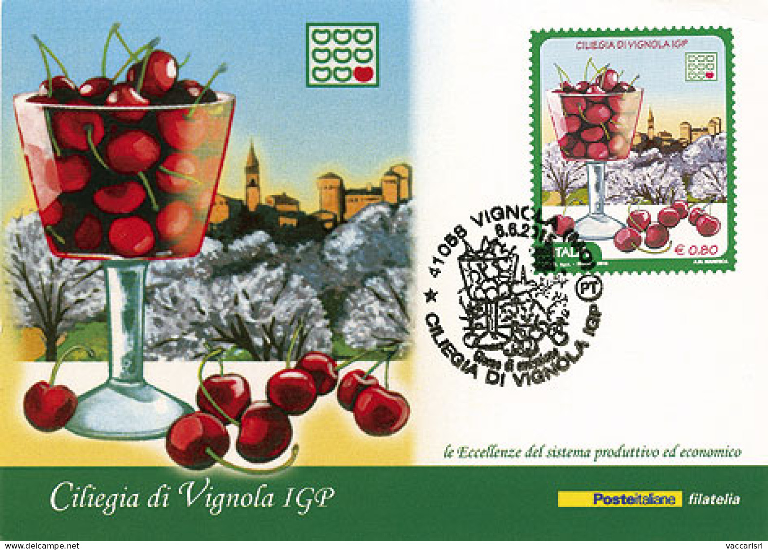 CARTOLINA MAXIMUM "CILIEGIA DI VIGNOLA IGP"
Poste Italiane
+ Francobollo 2015 Ciliegia Di Vignola IGP + Annullo Speciale - Philatélie