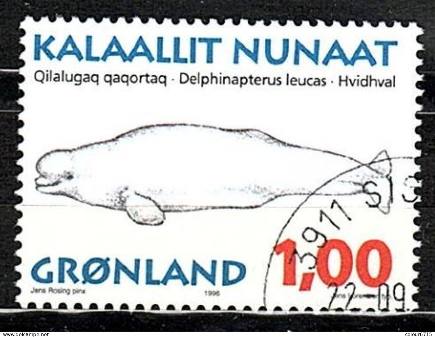 Greenland 1996 Whales (1kr) CTO Used Stamp 1v - Gebraucht