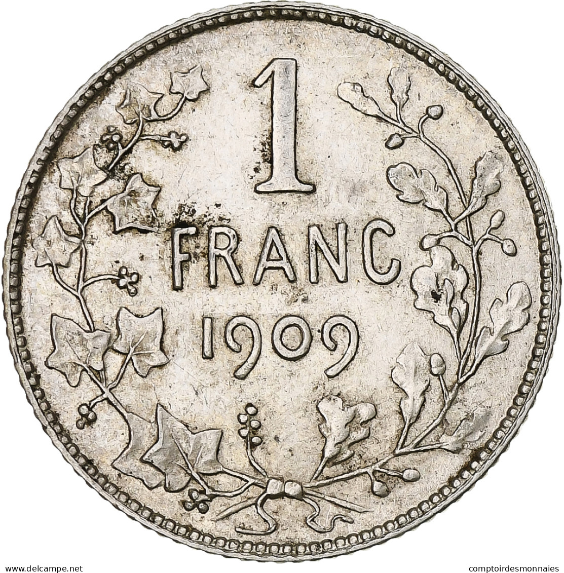 Monnaie, Belgique, Franc, 1909, TTB, Argent, KM:56.1 - 1 Franc