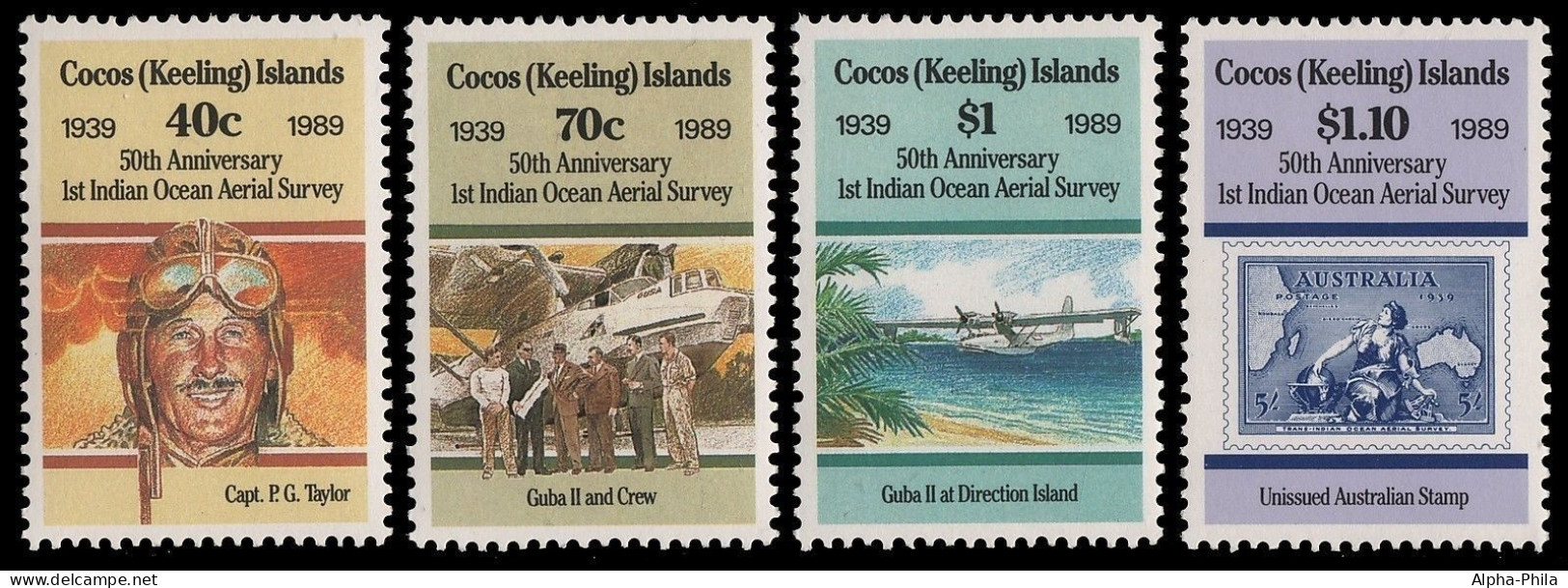 Kokos-Inseln 1989 - Mi-Nr. 213-216 ** - MNH - Vermessungsflug - Kokosinseln (Keeling Islands)