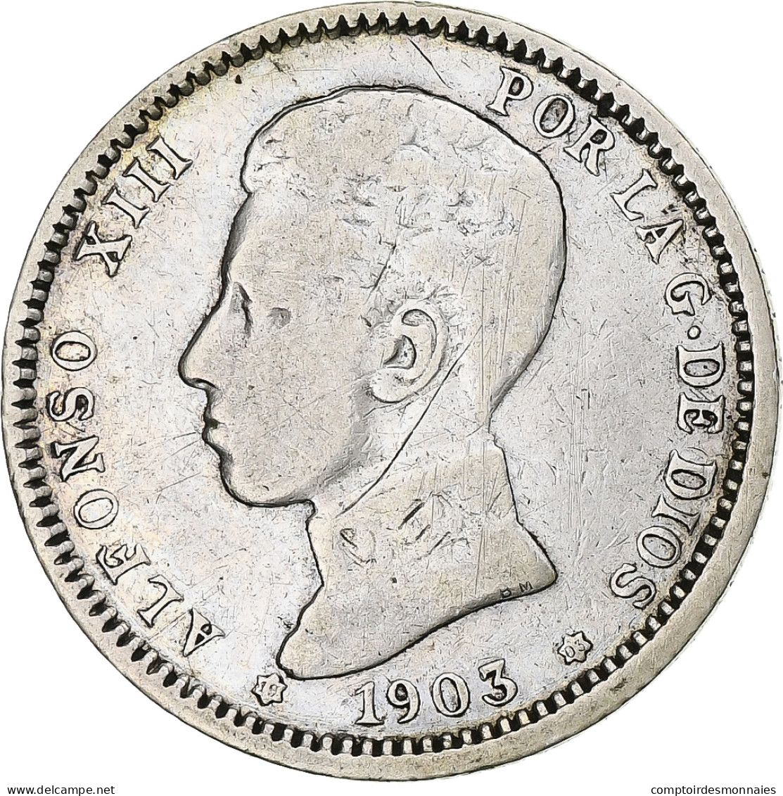 Monnaie, Espagne, Alfonso XIII, Peseta, 1903, Madrid, TB+, Argent, KM:721 - Prove & Monete Ribattute