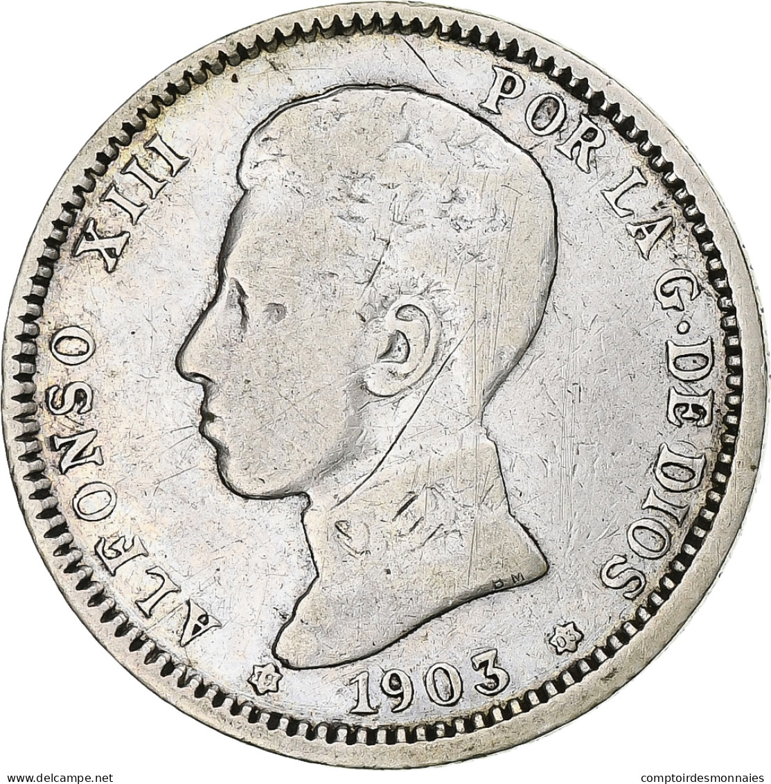Monnaie, Espagne, Alfonso XIII, Peseta, 1903, Madrid, TB+, Argent, KM:721 - Essais & Refrappes