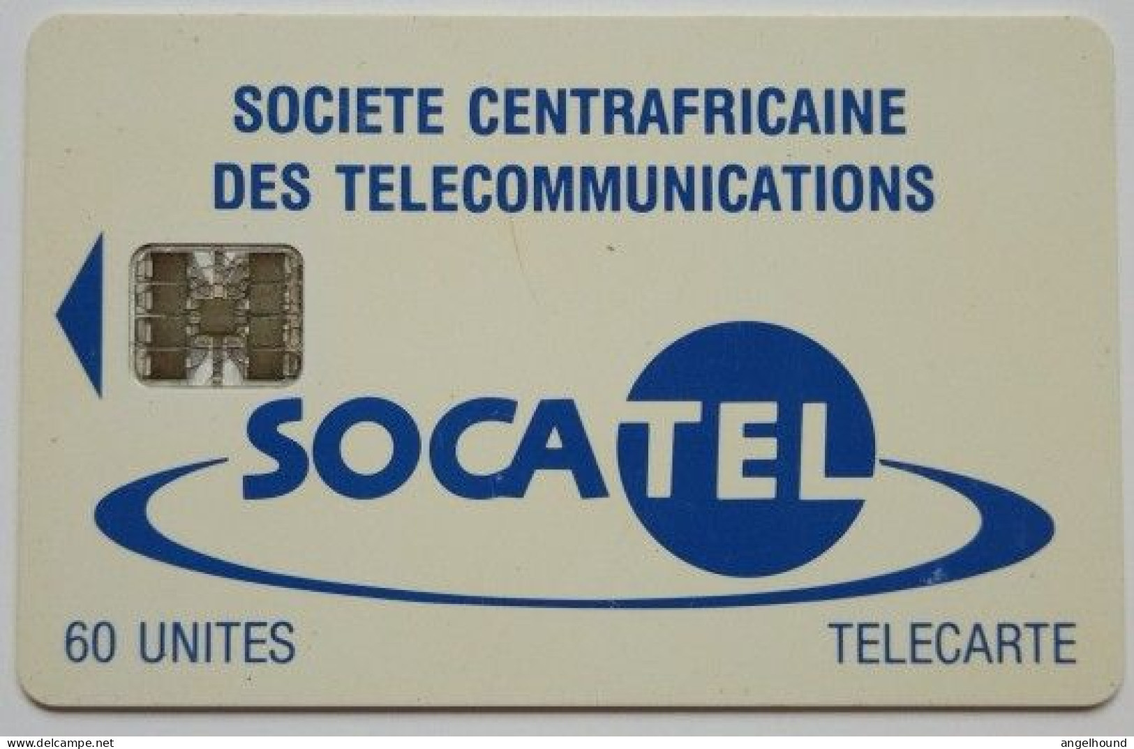 Central Afican Republic SOCATEL 60 Units - Logo Blue ( Tarifs On Reverse ) - Zentralafrik. Rep.
