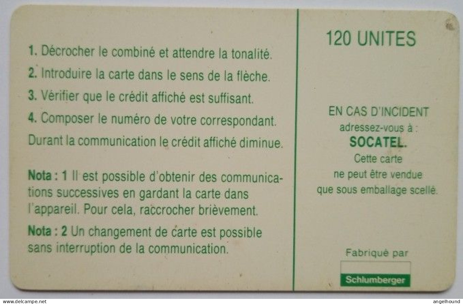 Central African Republic SOCATEL 120 Units - Logo Green - Zentralafrik. Rep.