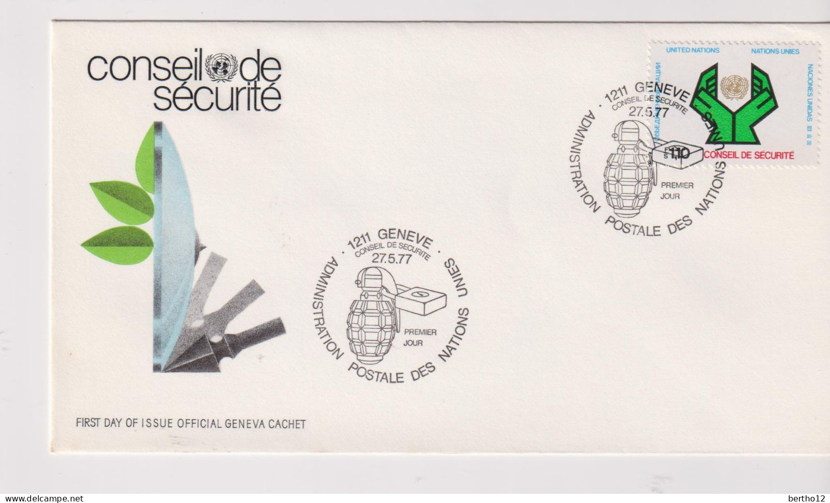 FDC -1977  CONSEIL DE SECURITE - Oblitérés