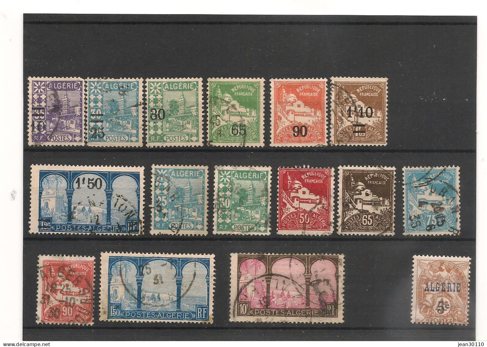 ALGÉRIE 1927/30 N°Y/T : 71/86  Oblitérés  Cote : 55,00 €+ - Usati