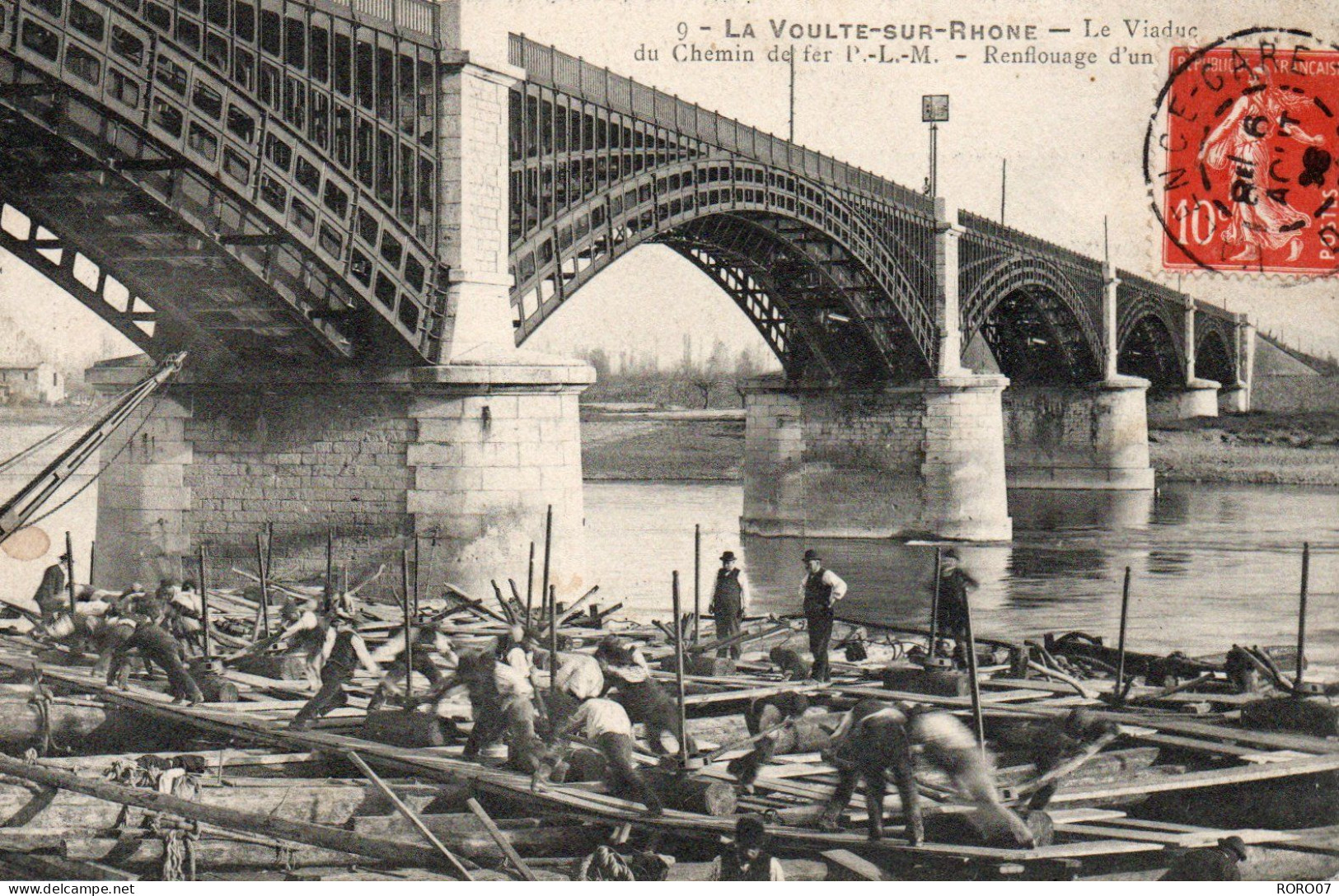 07 Ardèche Très Beau Plan La VOULTE SUR RHONE Le Viaduc Renflouage D'un Bateau - La Voulte-sur-Rhône