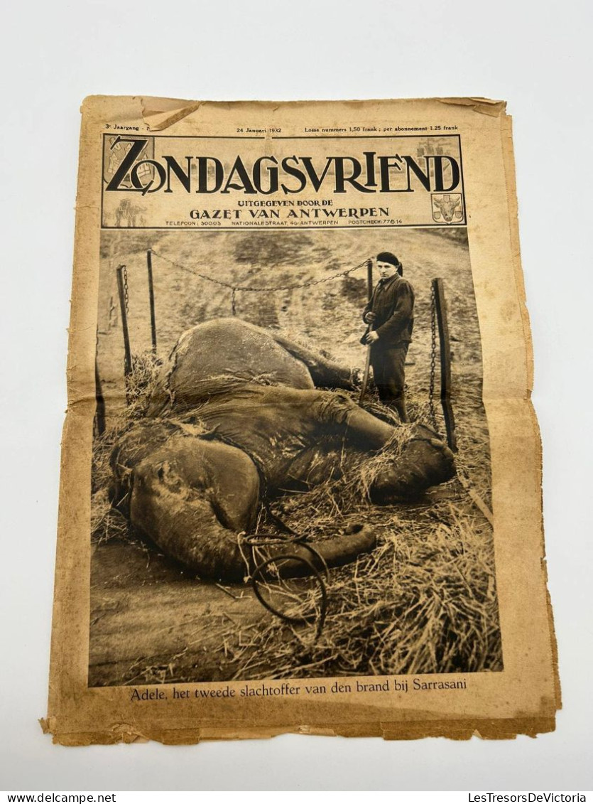 Journal Néerlandais - Zondagsvriend - Gazet Van Antwerpen - Elephant Mot - 24 Janvier 1932 - Informations Générales