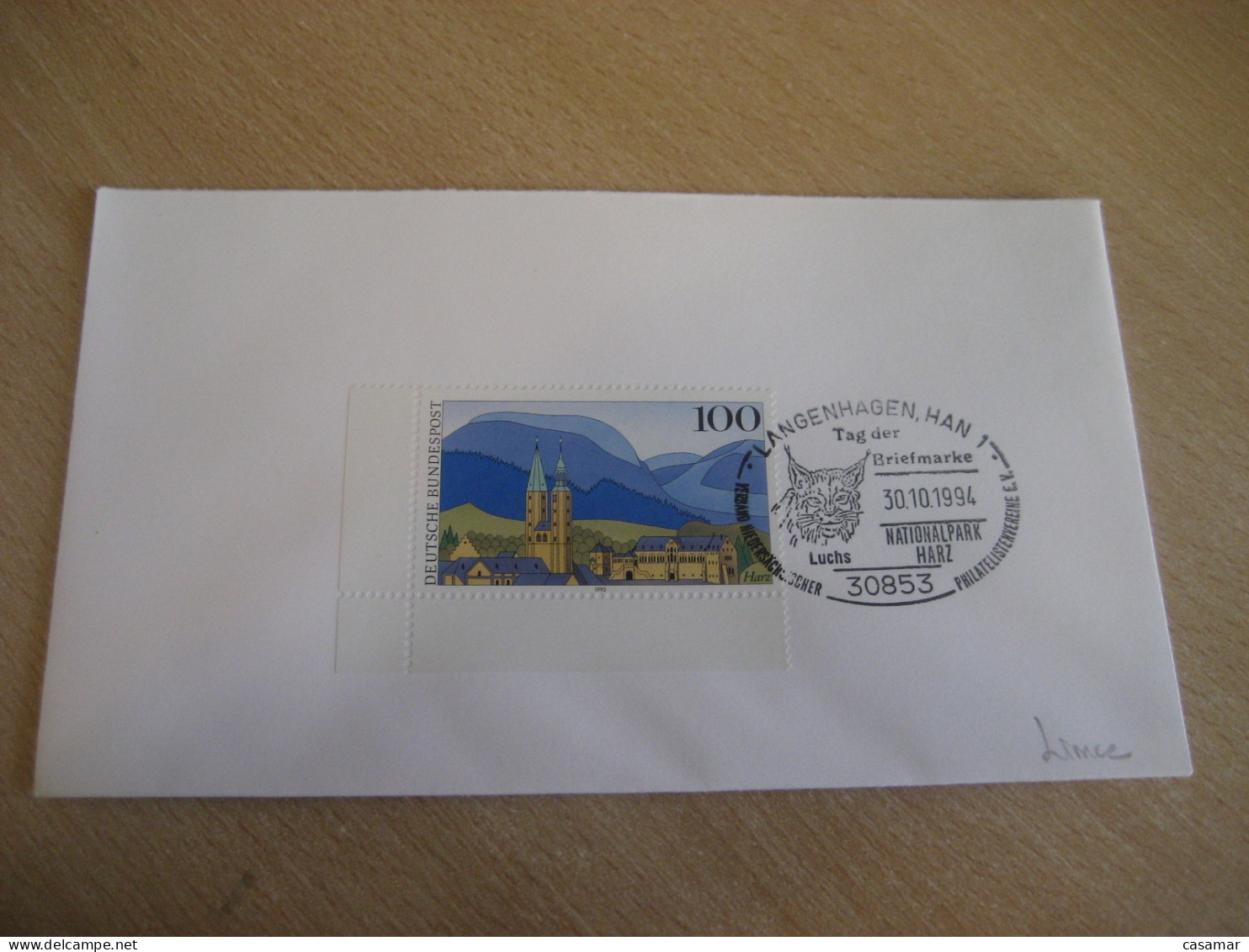 LANGENHAGEN 1994 National Park Harz Luchs Lynx Lince Cancel Cover GERMANY Wild Cat Cats Pray - Otros & Sin Clasificación