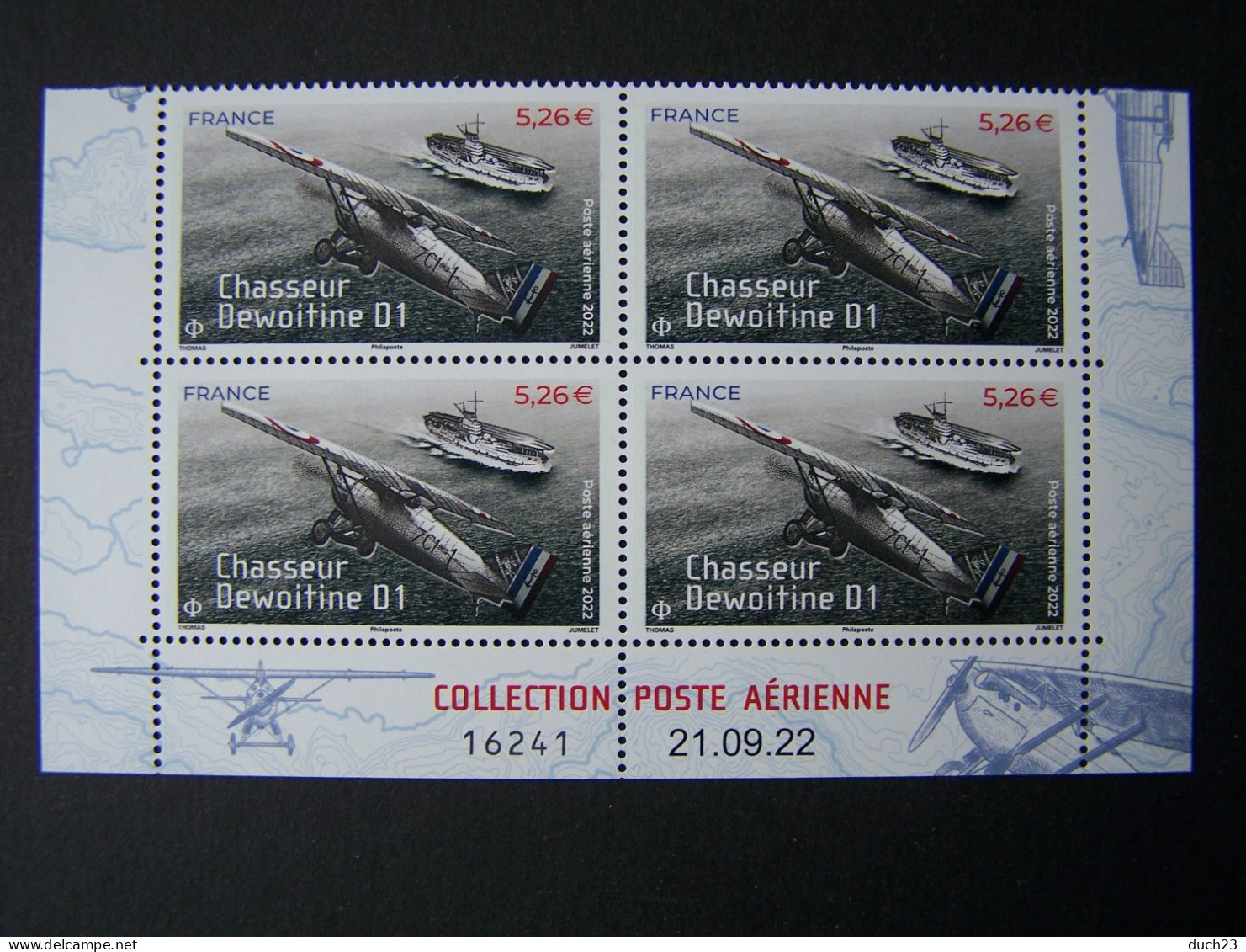 FRANCE 2022 NEUF** N° 92a CHASSEUR DEWOITINE D1 ISSU DU MINI FEUILLET COIN DATE 21.09.22 - Airmail