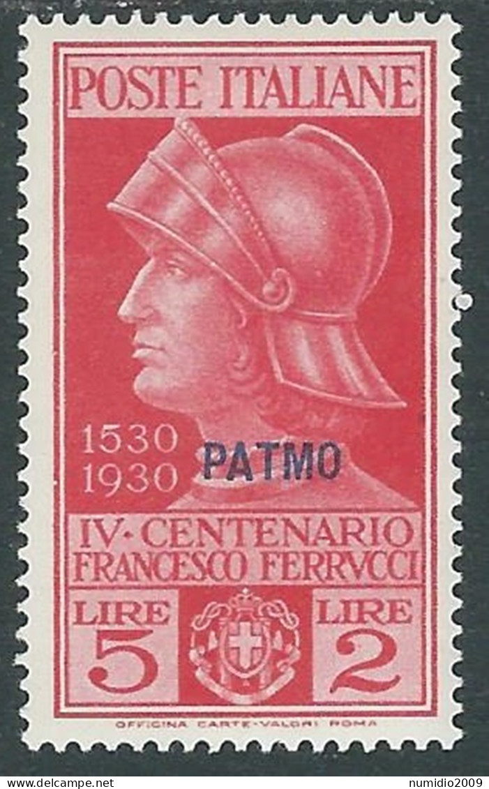 1930 EGEO PATMO FERRUCCI 5 LIRE MH * - I45-5 - Egeo (Patmo)