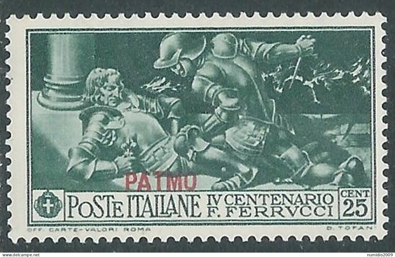 1930 EGEO PATMO FERRUCCI 25 CENT MH * - I45-5 - Egeo (Patmo)