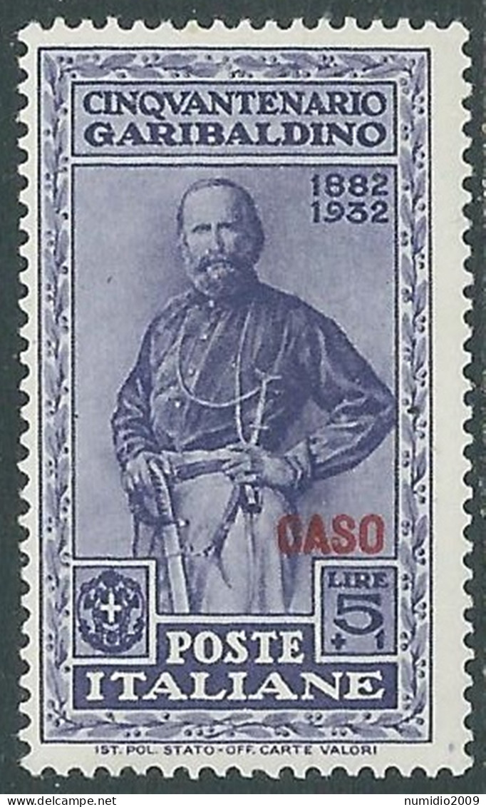 1932 EGEO CASO GARIBALDI 5 LIRE MNH ** - I45-9 - Aegean (Caso)