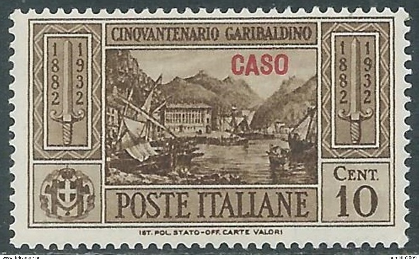 1932 EGEO CASO GARIBALDI 10 CENT MNH ** - I45-7 - Egeo (Caso)